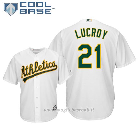 Maglia Baseball Uomo Oakland Athletics Jonathan Lucroy Cool Base Majestic 1ªBianco